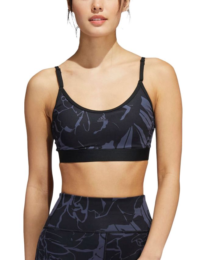 ADIDAS Light-Support Flower-Print Bra Black