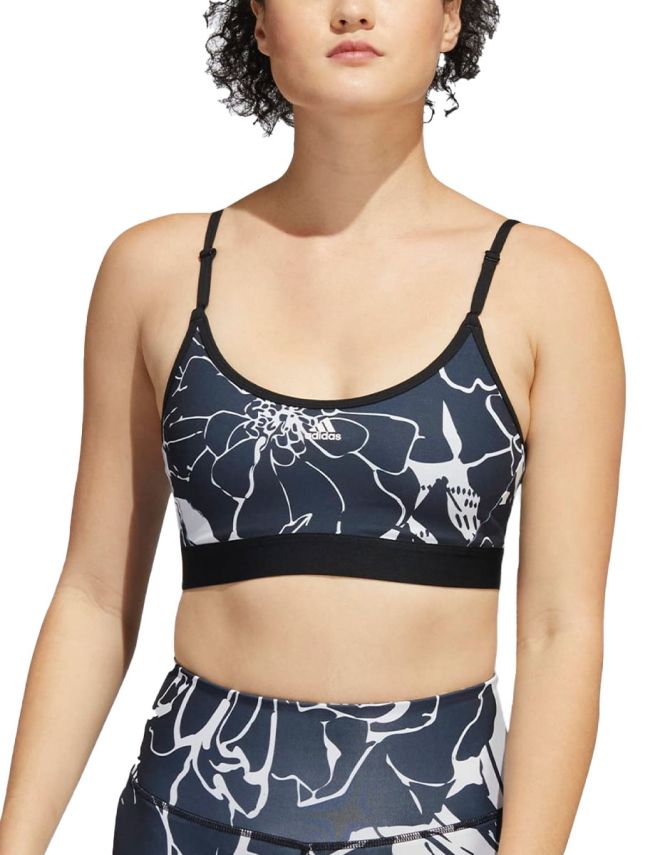 ADIDAS Light-Support Flower Print Bra Black/Grey