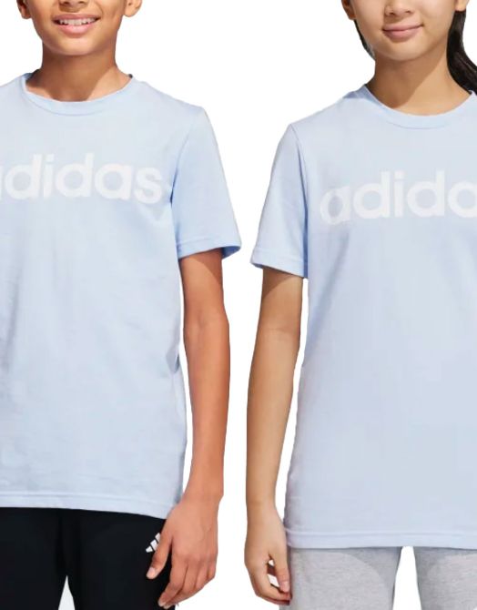 ADIDAS Essentials Linear Logo Cotton Tee Blue Dawn